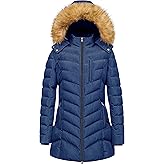 CREATMO US Women's Winter Hooded Coat Waterproof Warm Long Puffer Jacket Parka