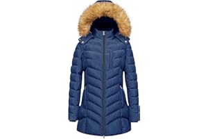 CREATMO US Women's Winter Hooded Coat Waterproof Warm Long Puffer Jacket Parka