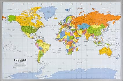 mapa politico español Mapa Político del Mundo sobre Respaldo de corcho, en Español 1:46 mapa politico español Mapa Político del Mundo sobre Respaldo de corcho, en Español 1:46