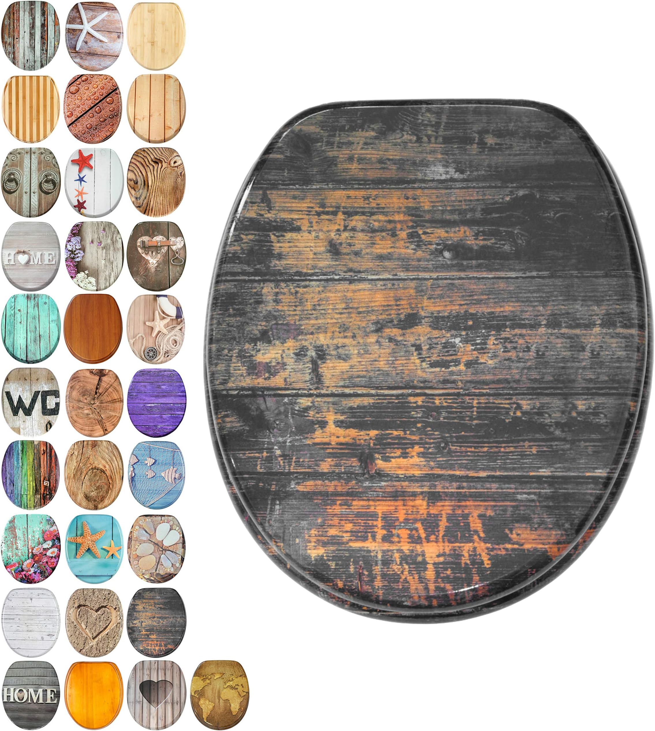 High Quality Toilet Seat | Wide Choice of Wooden Toilet Seats | Stable Hinges | Easy to Mount (Vintage)