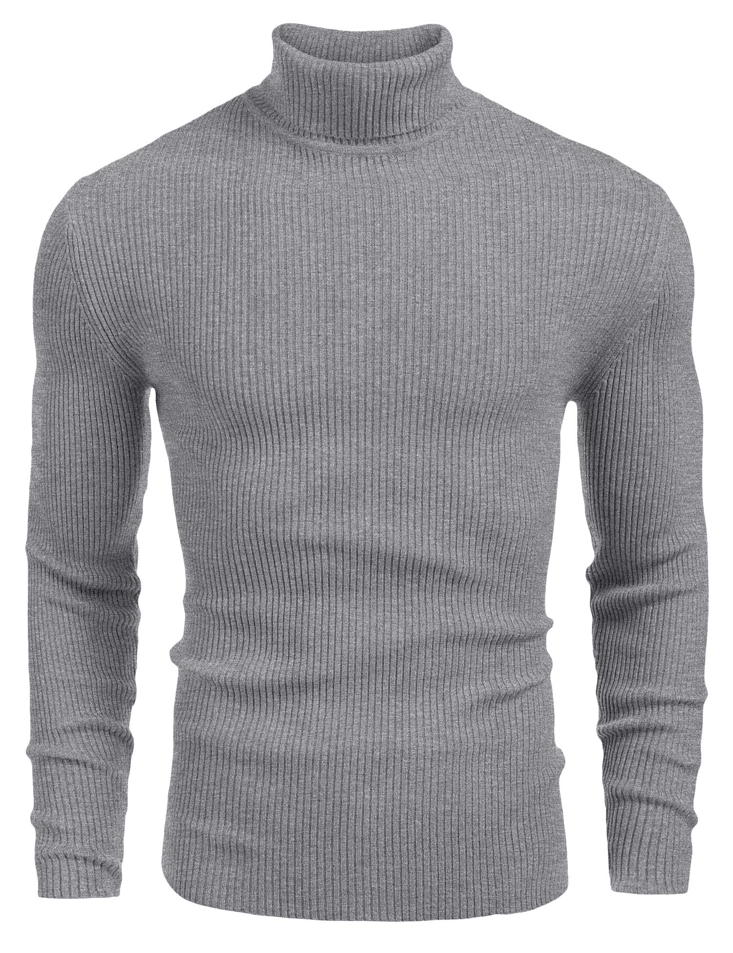 COOFANDY Mens Ribbed Slim Fit Knitted Pullover Casual Turtleneck Sweater Image