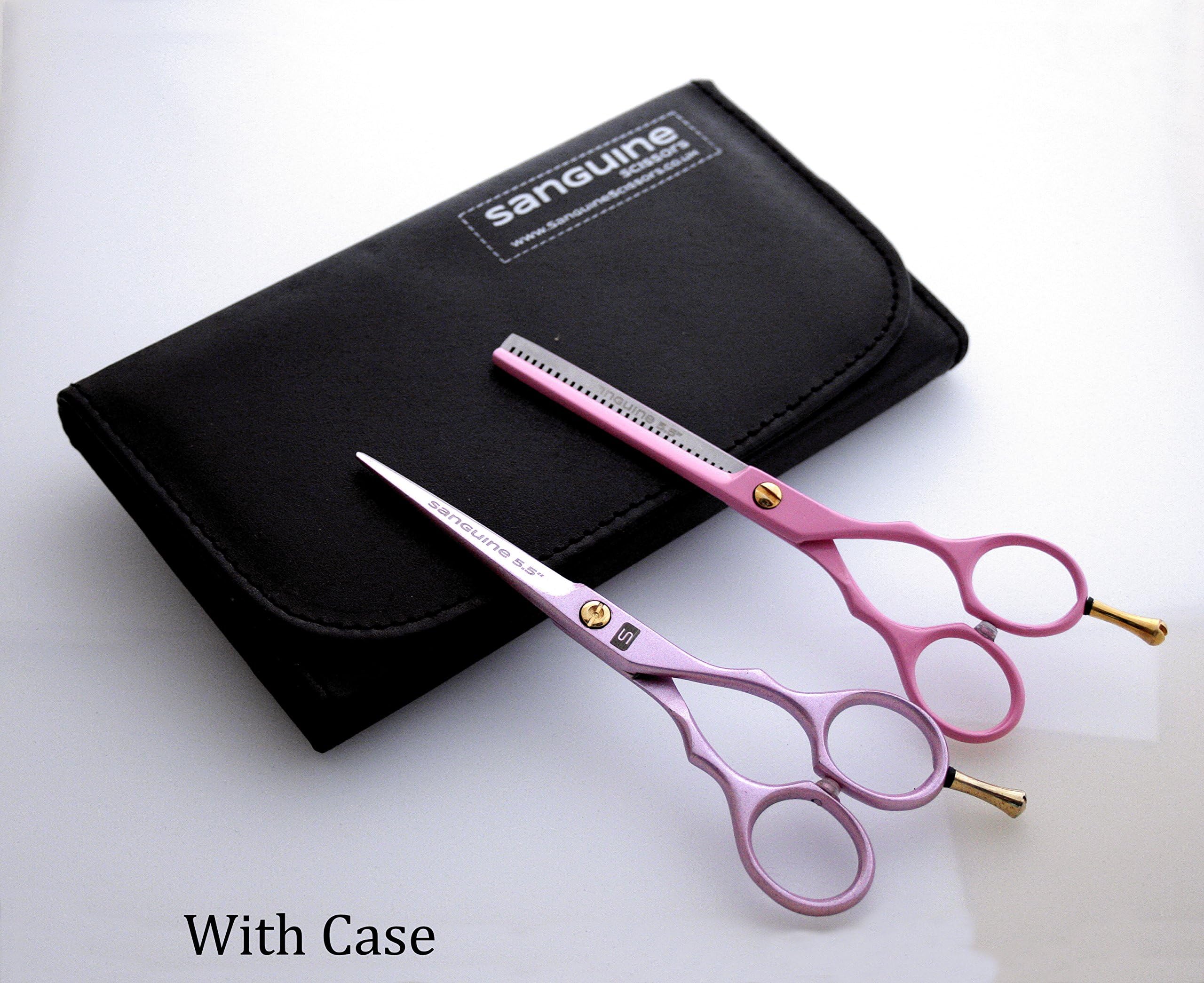 Professional Pink Hairdressing Scissors & Thinning Scissors Set 5.5 inch - Presentation Case