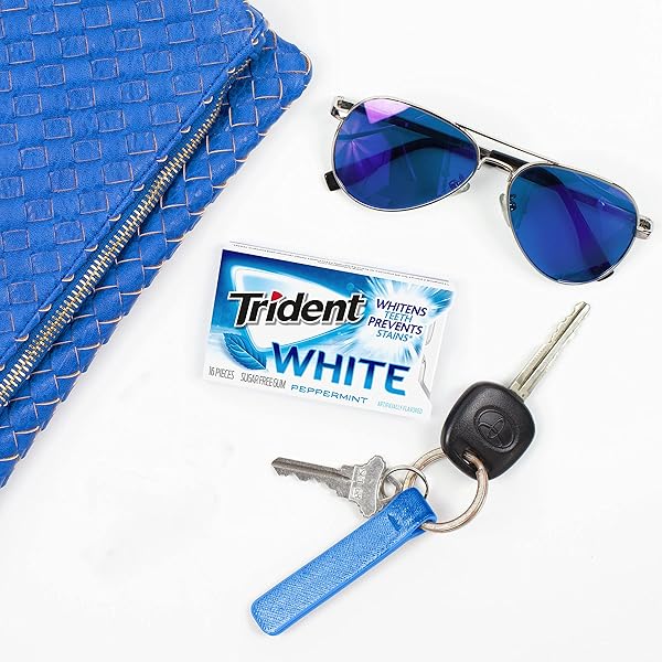 TRIDENT WHITE PEPPERMINT SUGAR-FREE CHEWING GUM, 9 PACKS OF 16 PIECES (144 TOTAL PIECES)