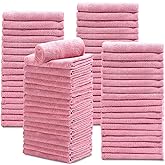 Newwiee 72 Pack Microfiber Bleach Proof Towels Bulk for Salon 18 x 30 Inch Dry Lint Free Hair Drying Hand Towels for Hair, Gym, Bath, Spa, Shaving, Barber(Pink)