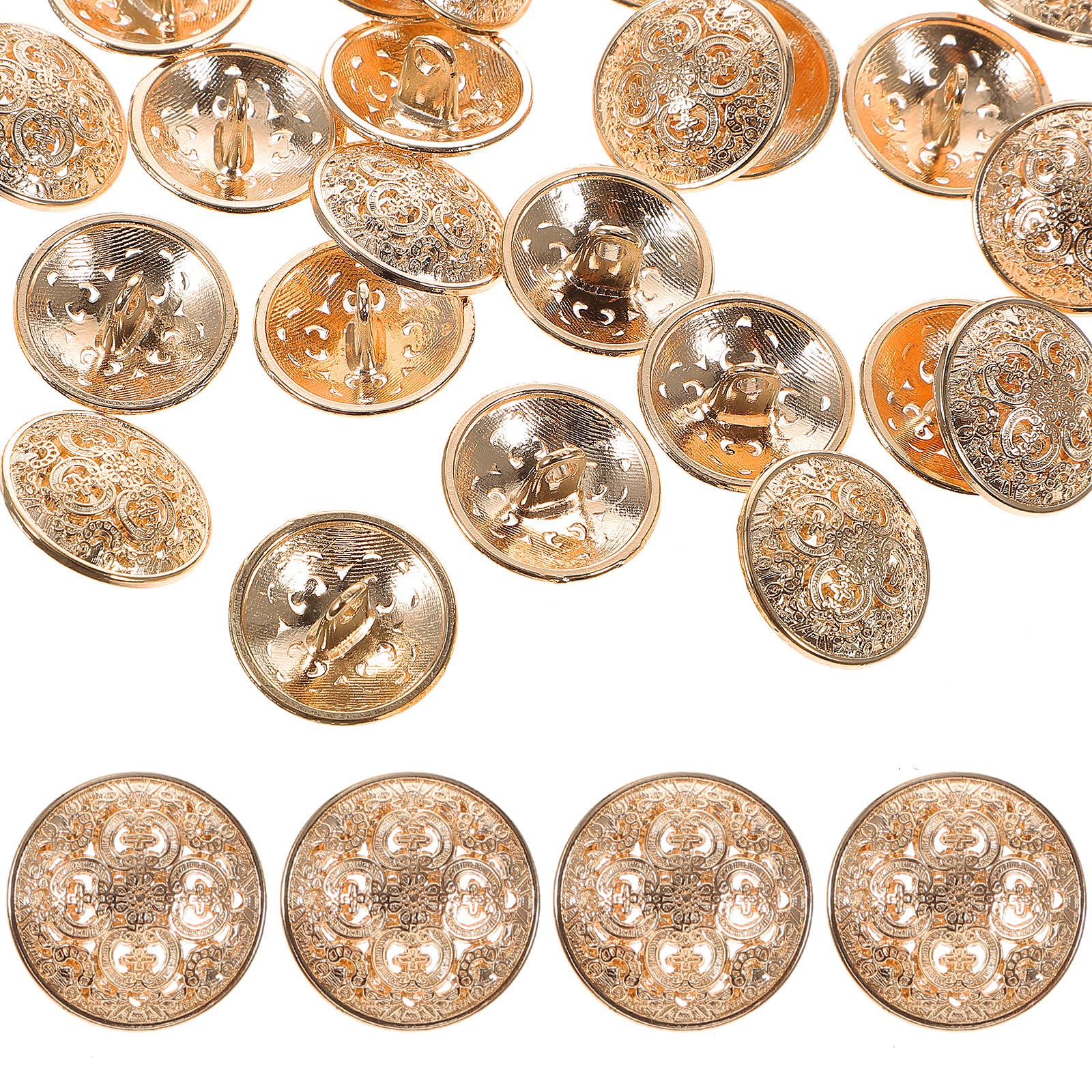 30pcs Vintage Antique Metal Blazer Buttons with Shank Coats Buttons Jacket Shirt Suit Trousers Round Sewing for DIY Craft 18mm (Light Golden)