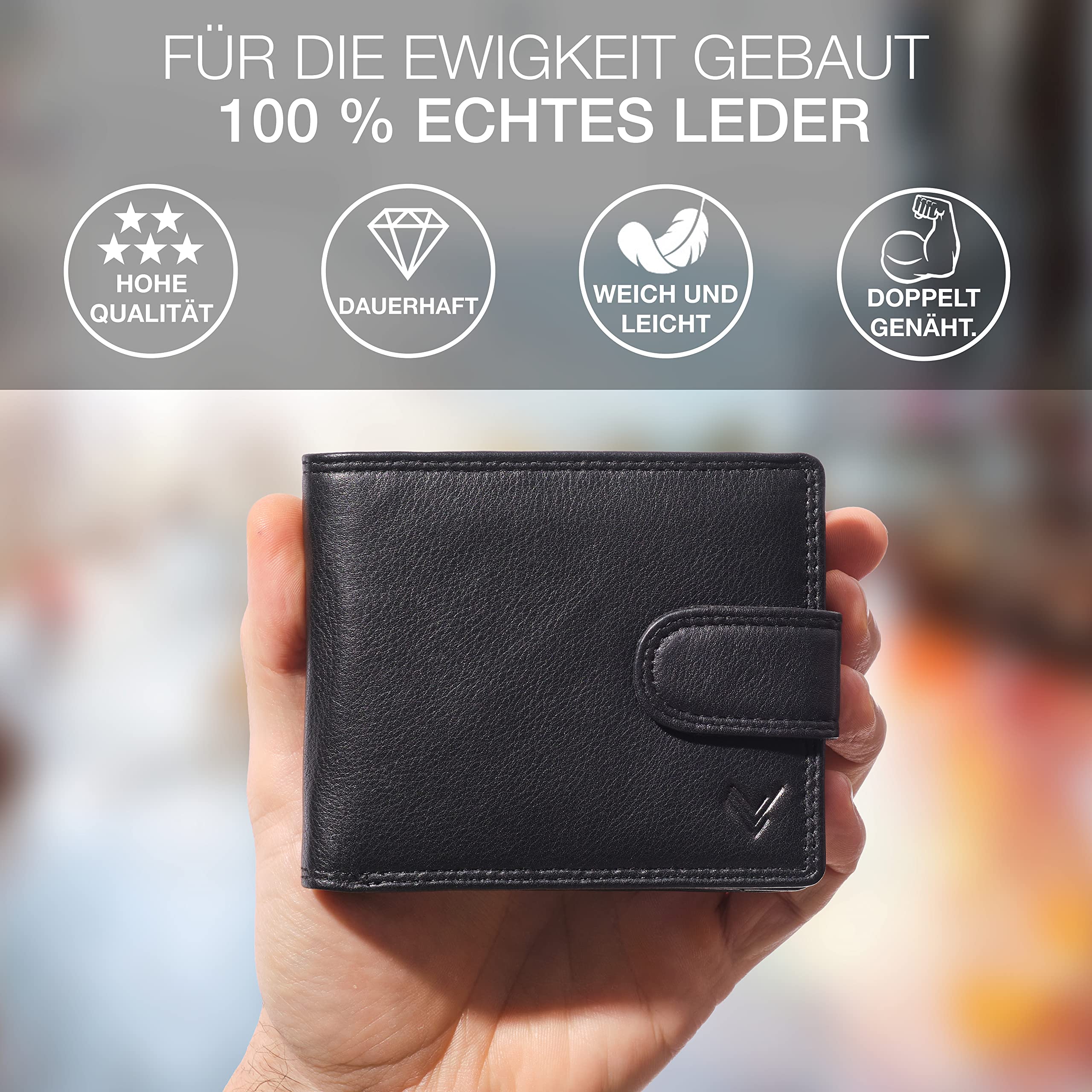 Lavalen Geldbörse Herren Leder mit RFID Schultz - Portmonee Herren mit Münzfach - Wallets for Men - Geldbeutel - Portemonnaie Groß - Brieftasche Männergeschenke - Geschenke für Männer. 2