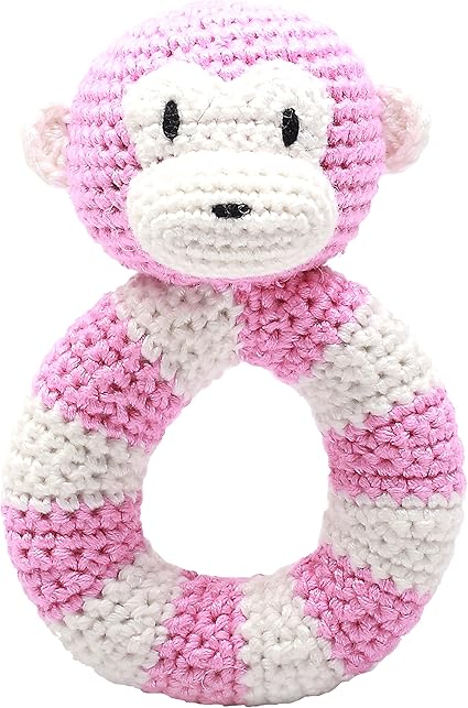 Hochet En Crochet Pour Bebe Rose Amazon Fr Bebes Puericulture