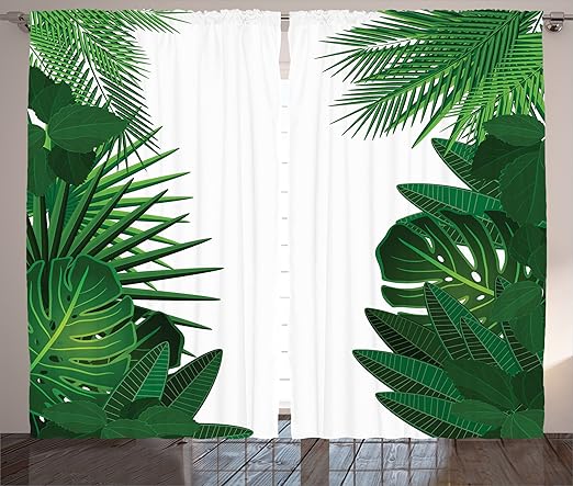 Amazon Com Ambesonne Leaf Curtains Exotic Fantasy Hawaiian