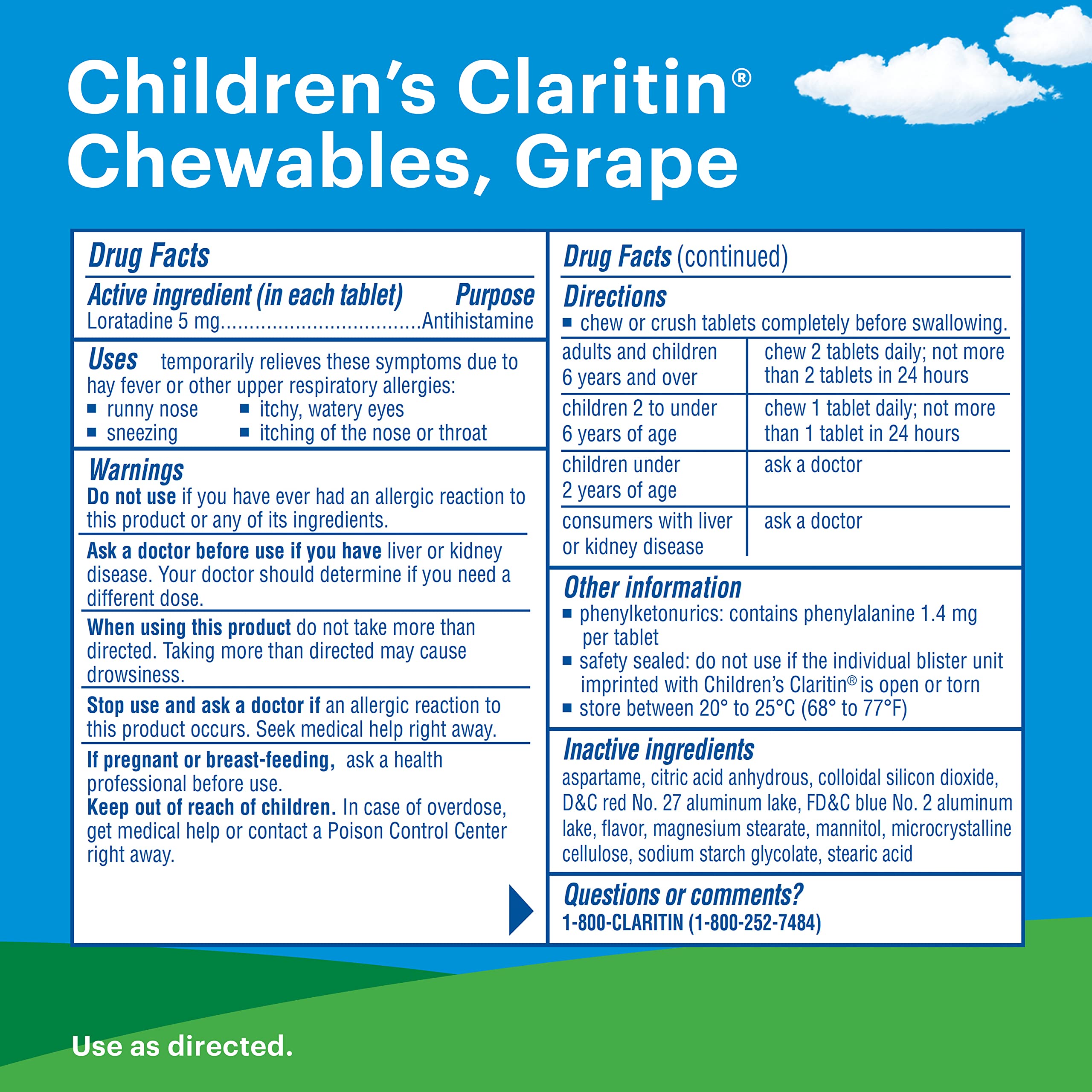 Children's Claritin Chewables 24 HR Children Allergy Medicine, Grape, 30 Count