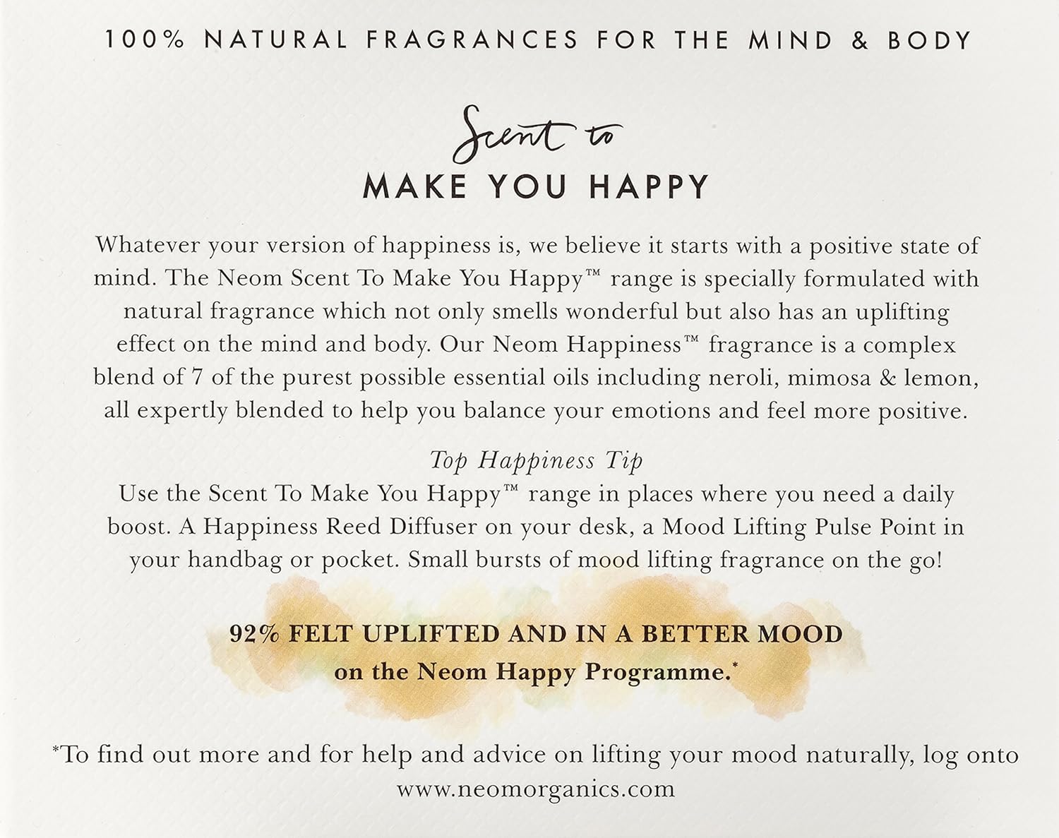 NEOM Happiness Scented Candle, 3 Wick Essential Oil Aromatherapy