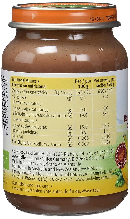 Holle Potito de Plátano y Cereza (+4 meses) - Paquete de 6 x 190 ...