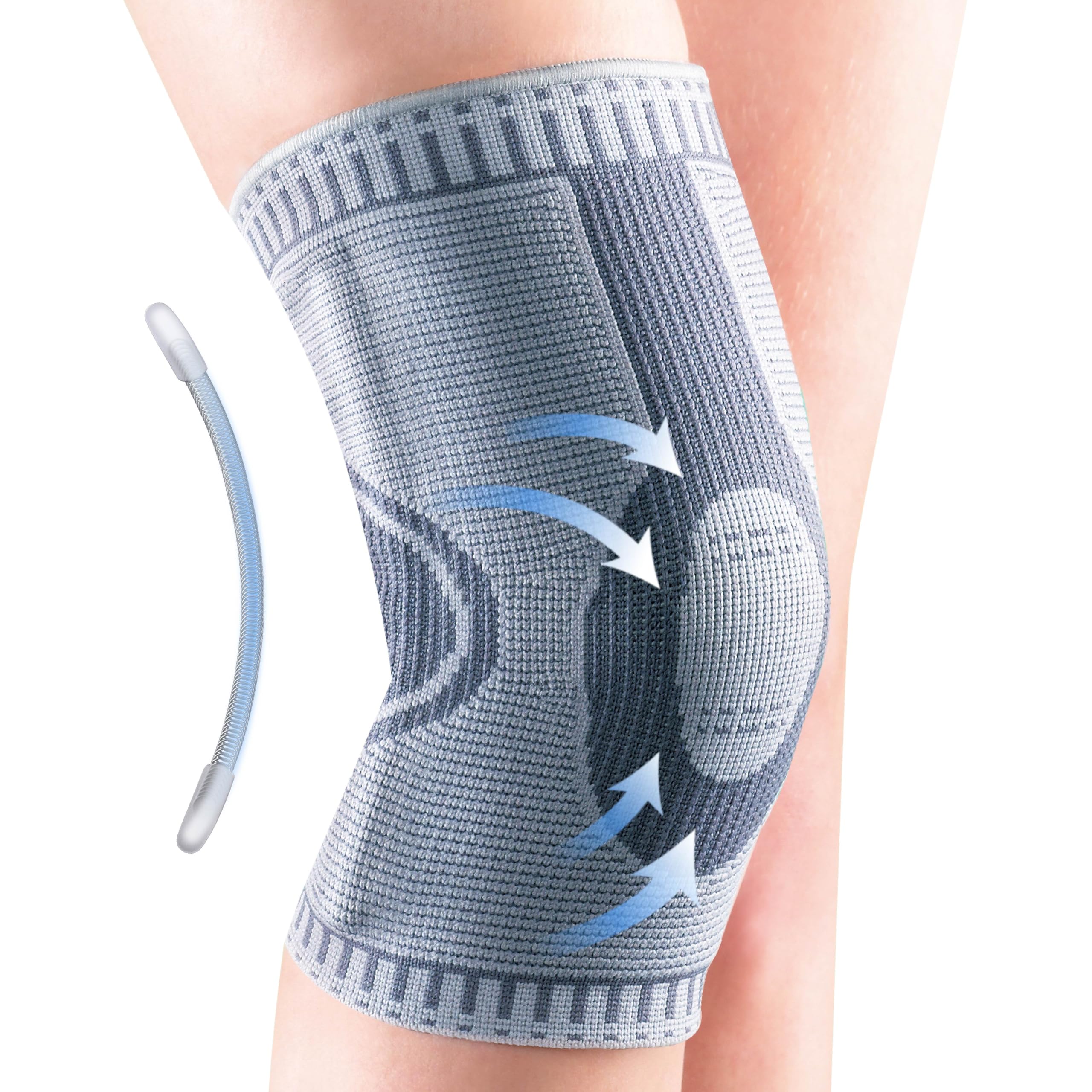 Photo 1 of (used/fair) OPPO 2924 Knee Brace Compression Sleeve with Stays - Relieves ACL, MCL, Meniscus Tear, Arthritis, Muscle Strain, Joint Pain Relief - For Running, Daily Use (Gray, Medium, 1 Pack)