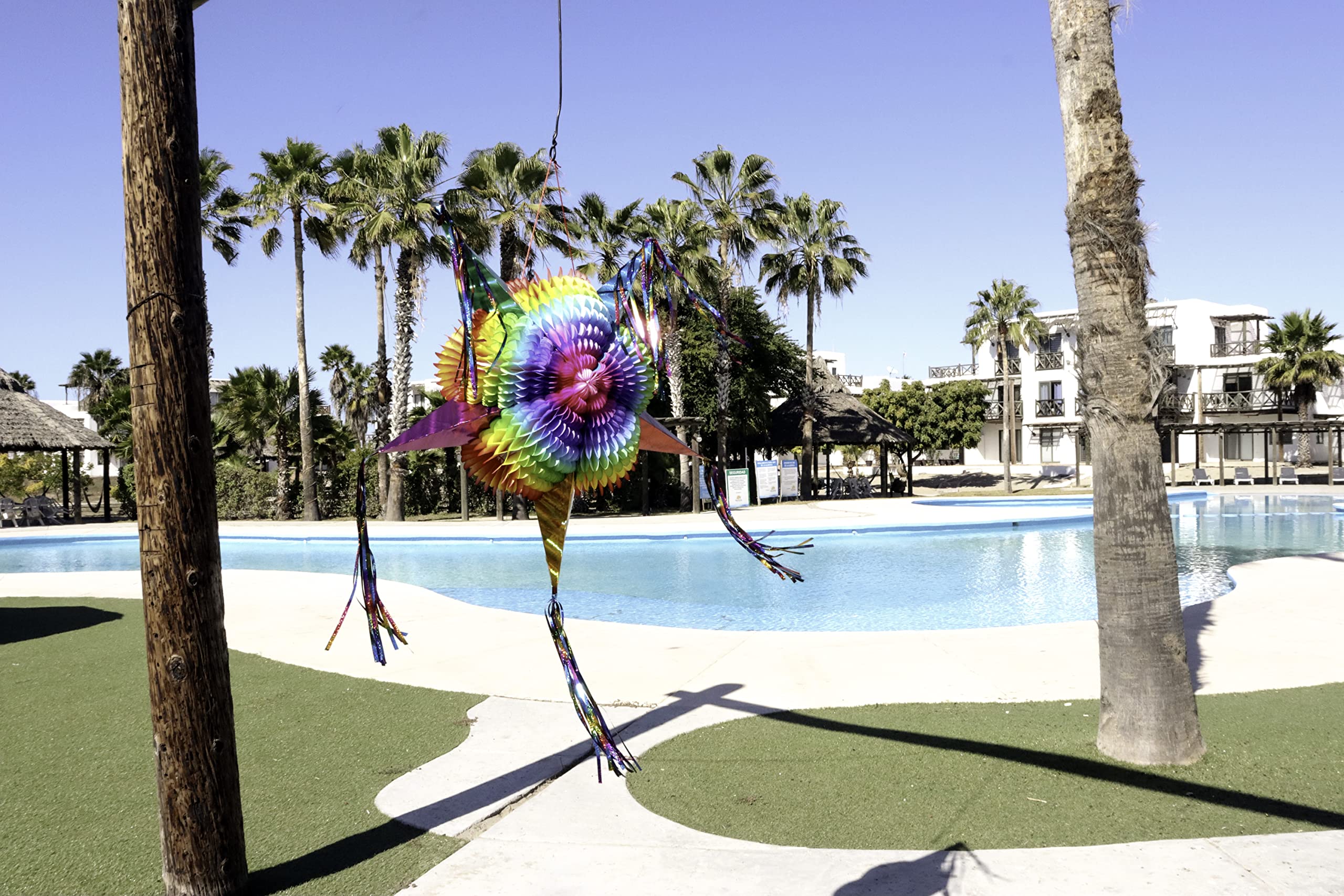 Celly Party Mexican Star Pinata, Rainbow Colorful 32 Inch Large Foldable Pinata for Birthdays, Cinco de Mayo, Halloween, Festivals, Holds 4 lbs Candy