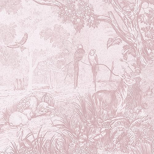 Dimoon 17.3" X 78.7" Peel and Stick Wallpaper Pink White Modern Forest Floral Wallpaper Renter Friendly Waterproof Removable Self Adhesive Wall Paper Bedroom Livingroom Cabinets Vinyl