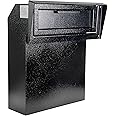 Pochar Rainproof Heavy Duty Mailbox Door Drop Box - Galvanized Steel Weatherproof Mailbox for Keys, Deposit, Payment, Mails - Through The Door Mail Drop Box (Black)
