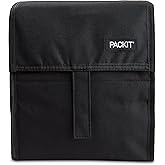 PackIt Freezable Lunch Bag, Black, Built with EcoFreeze Technology, Foldable, Reusable, Zip and Fold Closure with Buckle Handle, Perfect for School and Office Lunches