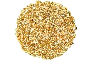 AROKIMI 200pcs 2MM Tiny Grommets Eyelets, Self-Backing Eyelets for Beads Crafting,Clothes, Leather, Canvas (2MM, Gold)