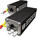 Ethernet Surge Protector (2 Pack) PoE+ Gigabit - Gas Discharge Tube for Full Protection -Mounting Flange- RJ45 Lightning Supp