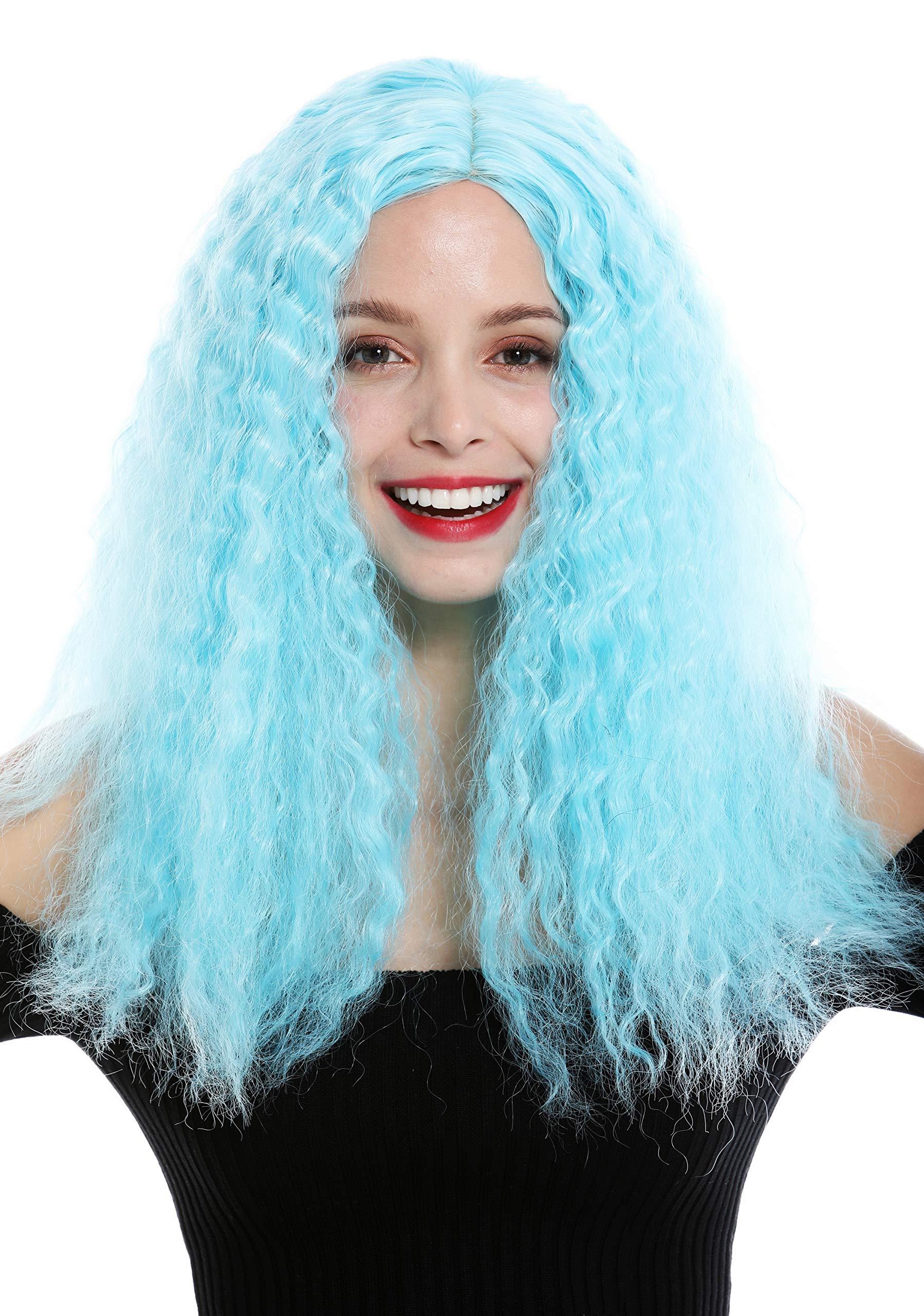 WIG ME UP - YZF-7304-T4516 women's quality wig very long voluminous frizzy curls middle parting blue