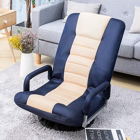 Floor Gaming Chair Soft Floor Rocker 7 Position Swivel Chair Adjustable For Kids Teens Adults Playing Video Games Reading And Relaxing Blue
