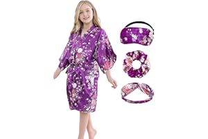 SEALINF Kids Girl's Floral Robe for Birthday Spa Parties Wedding Getting Ready Sleeping Gown