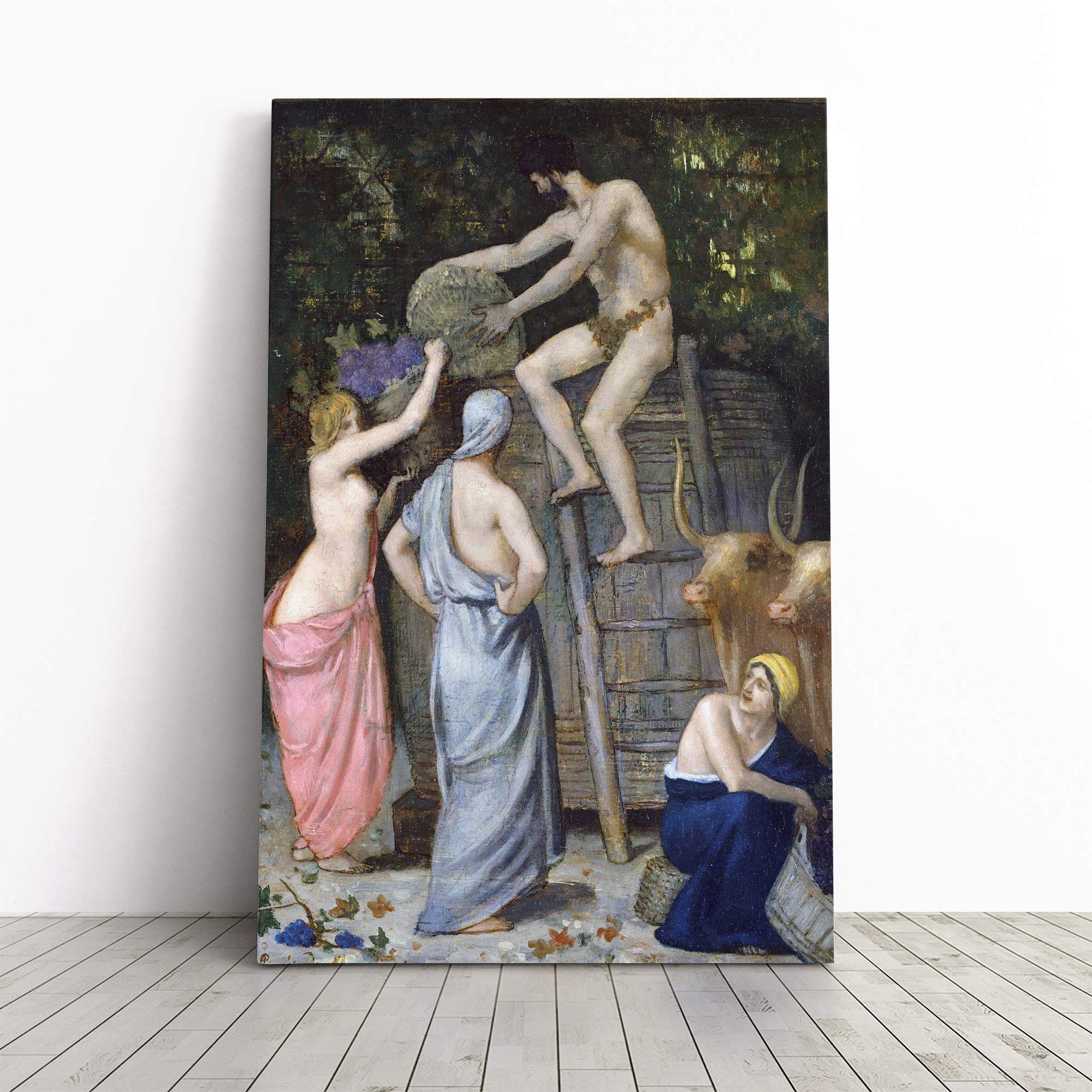 Pierre Puvis de Chanes The Wine Press Canvas Print | Gallery Wrapped 30mm Frame Wall Art | 20x14 inches | Ready to Hang | Modern Still Life Picture | Living Room Bedroom Lounge Office
