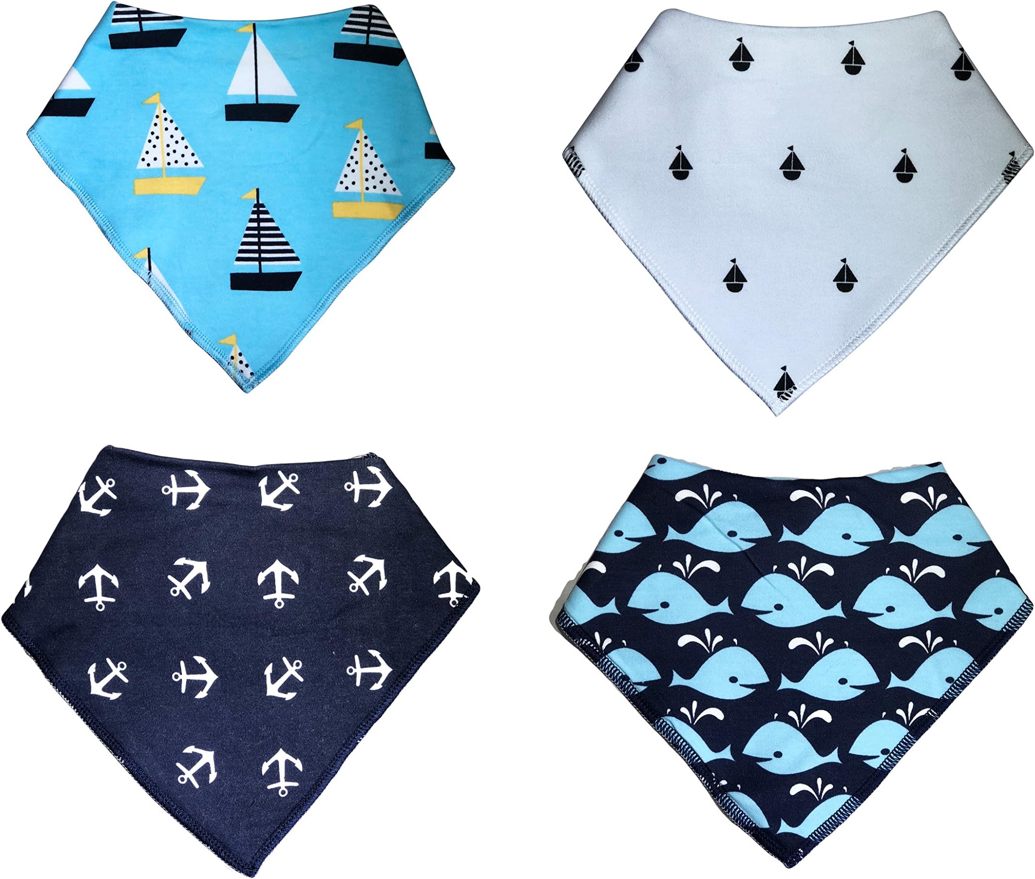 KodaBear Signature Pet Dog Bandana Scarf, 4 Pack, Triangle Bib Kerchief for Dogs, Buttons Up, Machine Washable, Soft Cotton Material