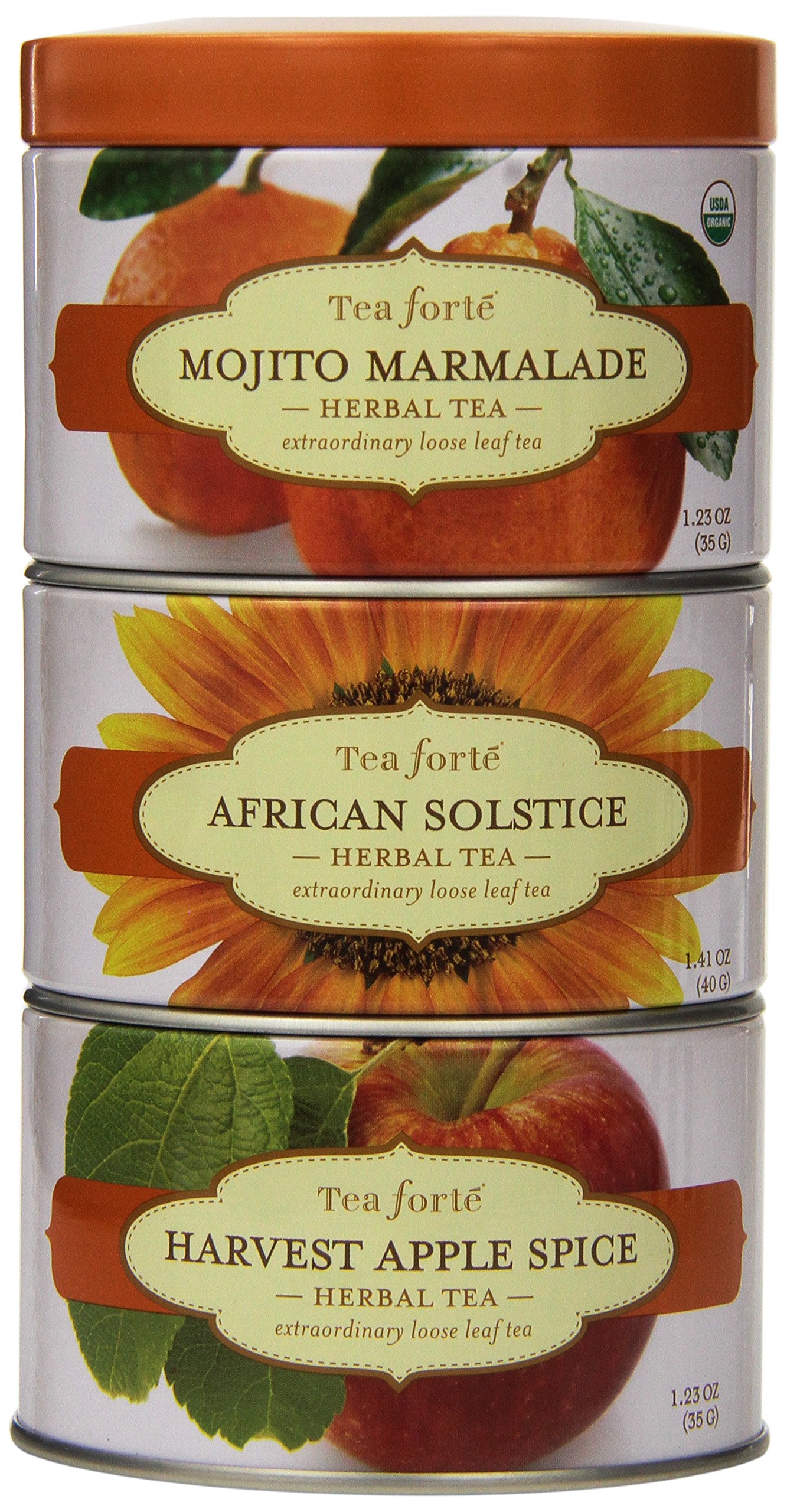Tea Forte LOOSE LEAF TEA TRIO, 3 Small Tea Tins, Green Tea