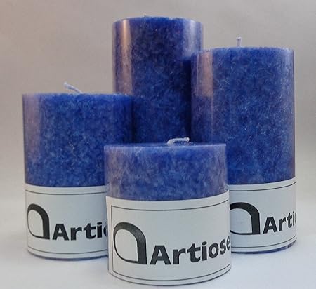 Sea Breeze / Ocean Mist Round scented Pillar Candles- Set of 4 by Artiose