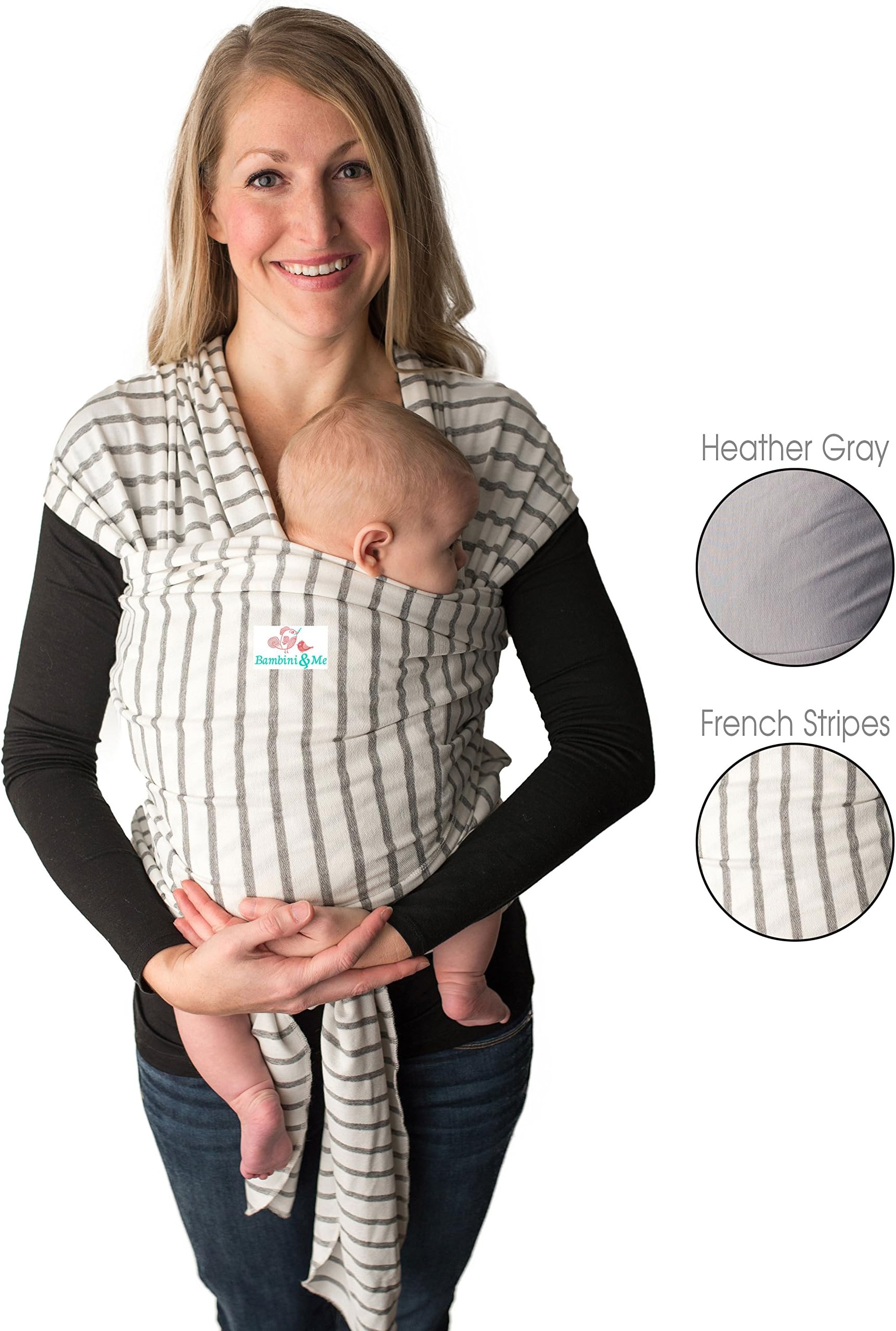 Baby Wrap Carrier, Stripes- Swaddle Blanket for Close Comfort - Adjustable Breastfeeding Cover - Lightweight Sling Baby Carrier for Infant - Soft, Comfortable & Breathable