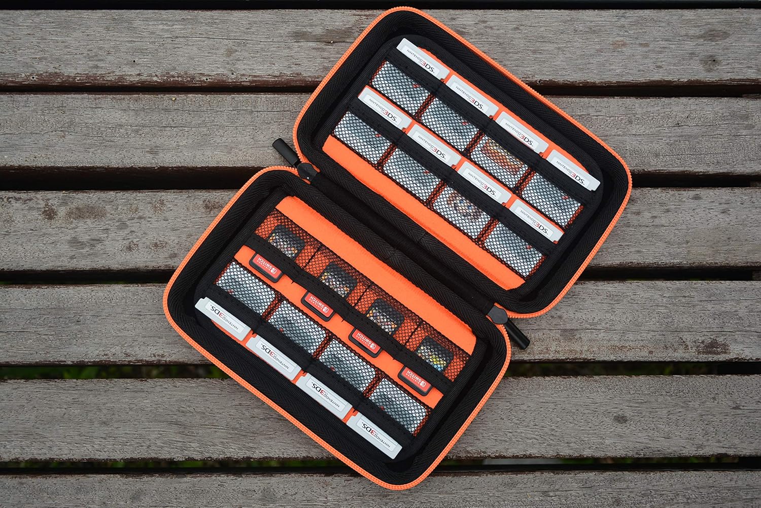 Game Card Storage Holder Hard Case for New Nintendo 3DS, 2DS XL, DS and Nintendo Switch or PS Vita or SD Memory Card - Black/Orange: Video Games