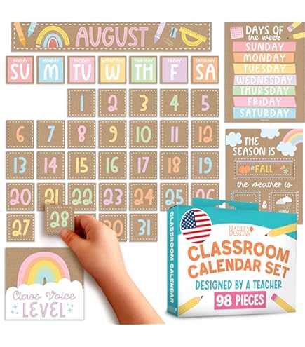 Classroom Calendar Set Bulletin Board Decor - Weather Chart, Days, Months, Seasons, Pastel Colors, 98 Pieces - View #12