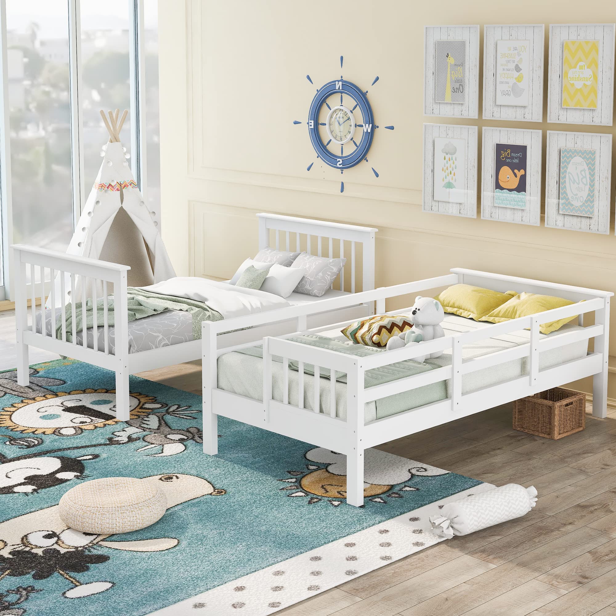 Mua BIADNBZ Twin Over Twin Bunk Bed with Stairs Storage, Detachable ...
