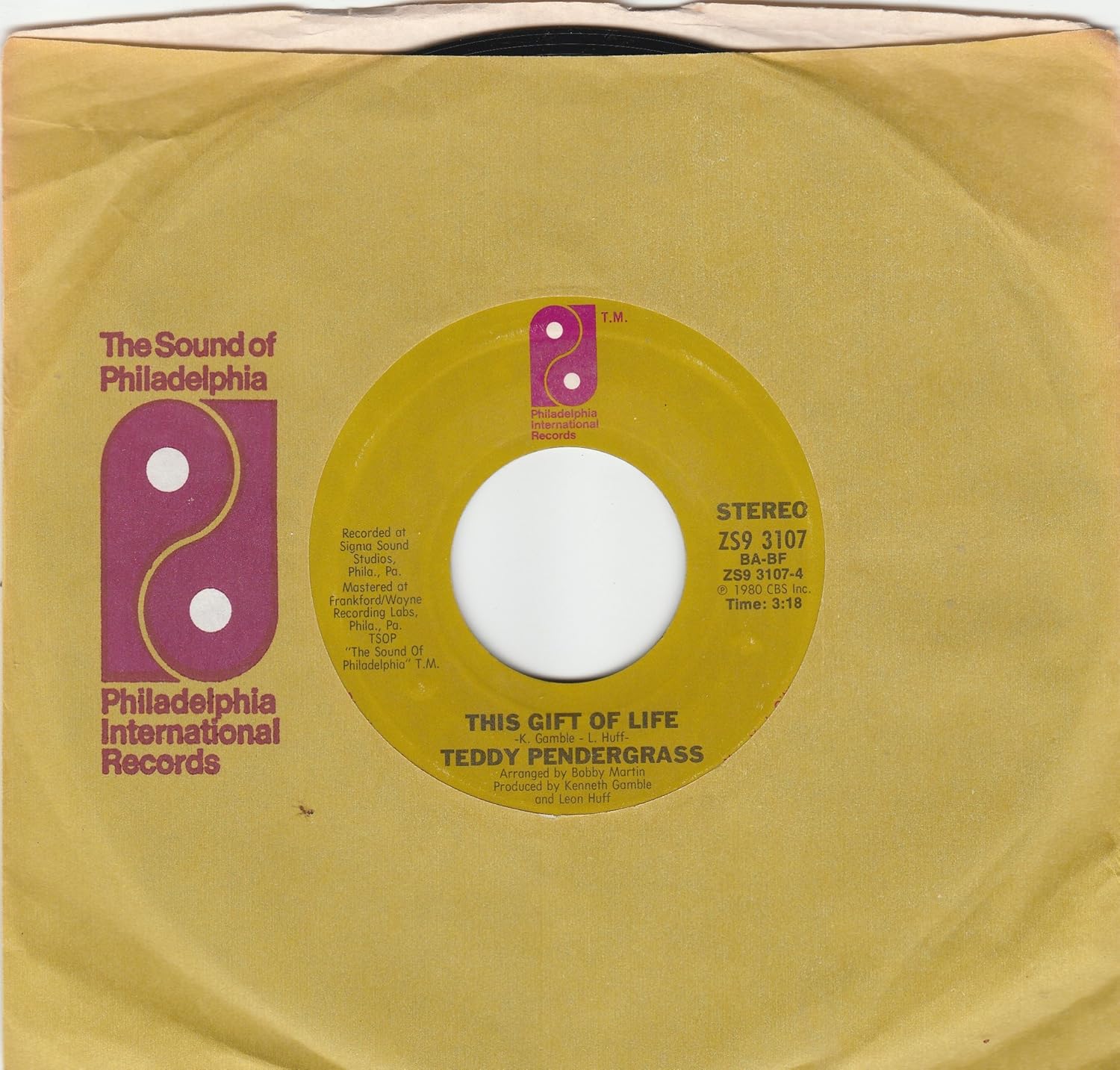 TEDDY PENDERGRASS - 45vinylrecord This Gift Of Life/Can't We Try (7"/45