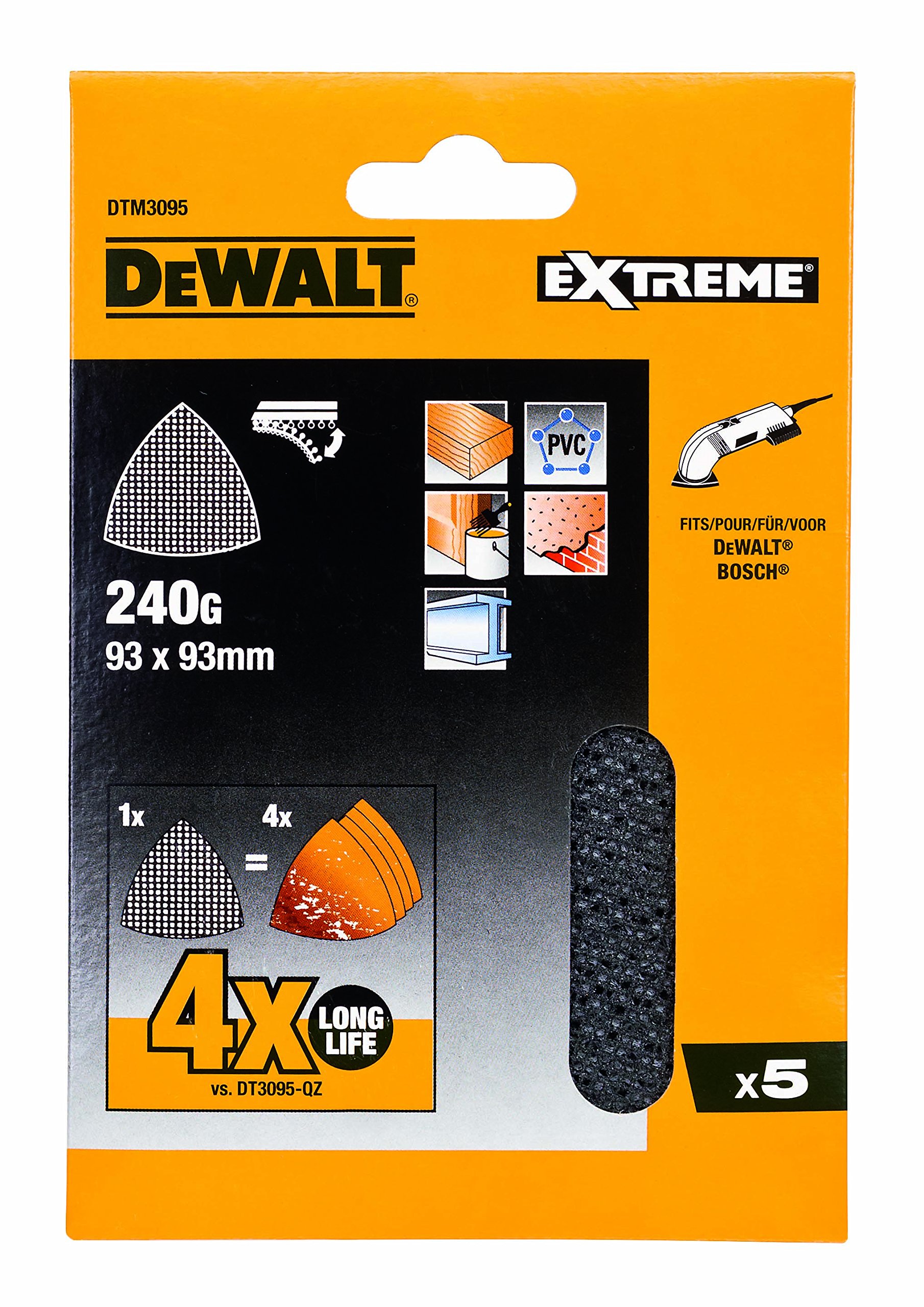 Dewalt DTM3095-QZ Sanding Mesh, Multicolored, 93 x 93 mm, Set of 5 Pieces