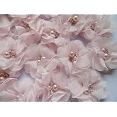 YYCRAFT 15 Pieces Sewn Wrinkle Chiffon Flowers - 3 Inch Off White Rhinestone Embellishments For Wedding Crafts - View #11