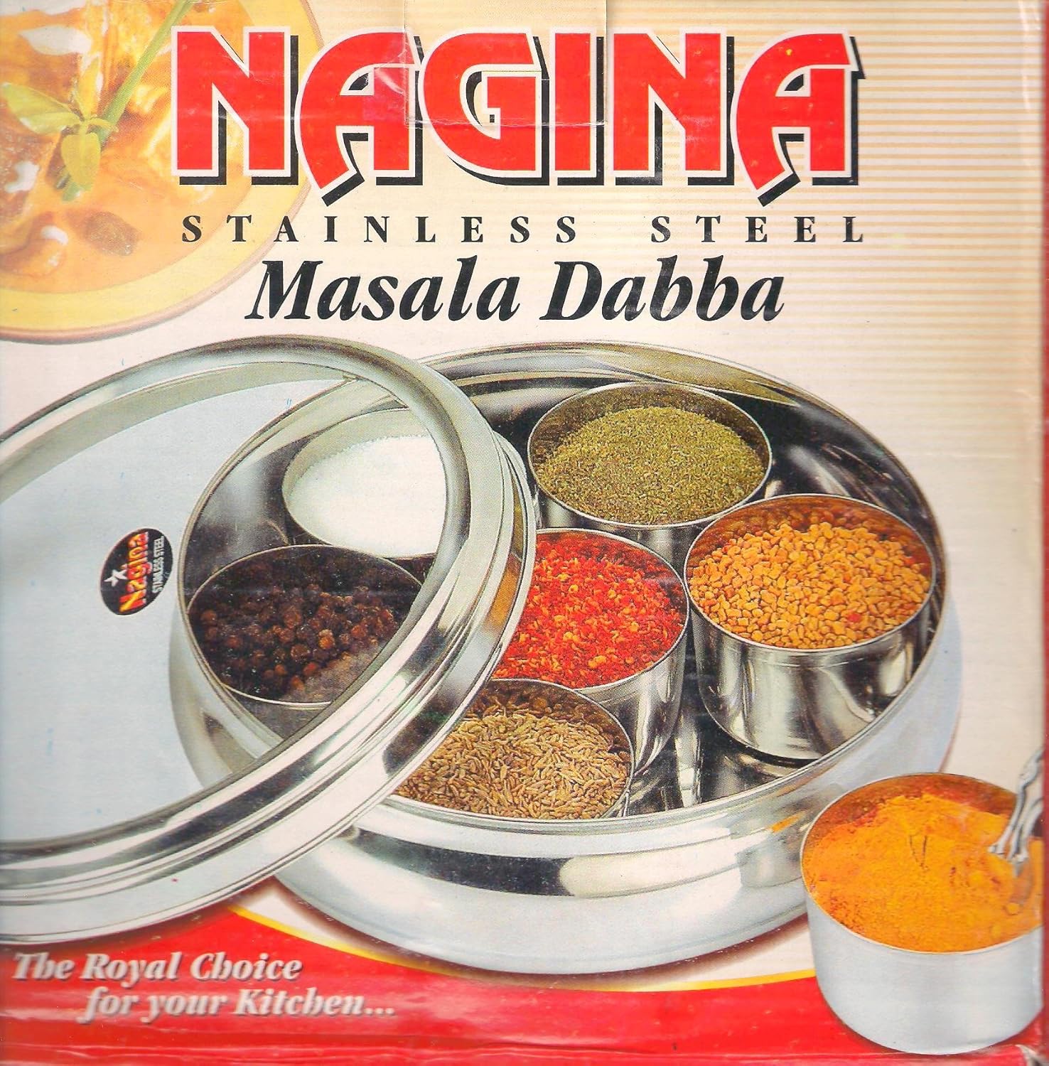 Tmvel Masala Dabba Spice Container Box with Clear Lid, Stainless Steel