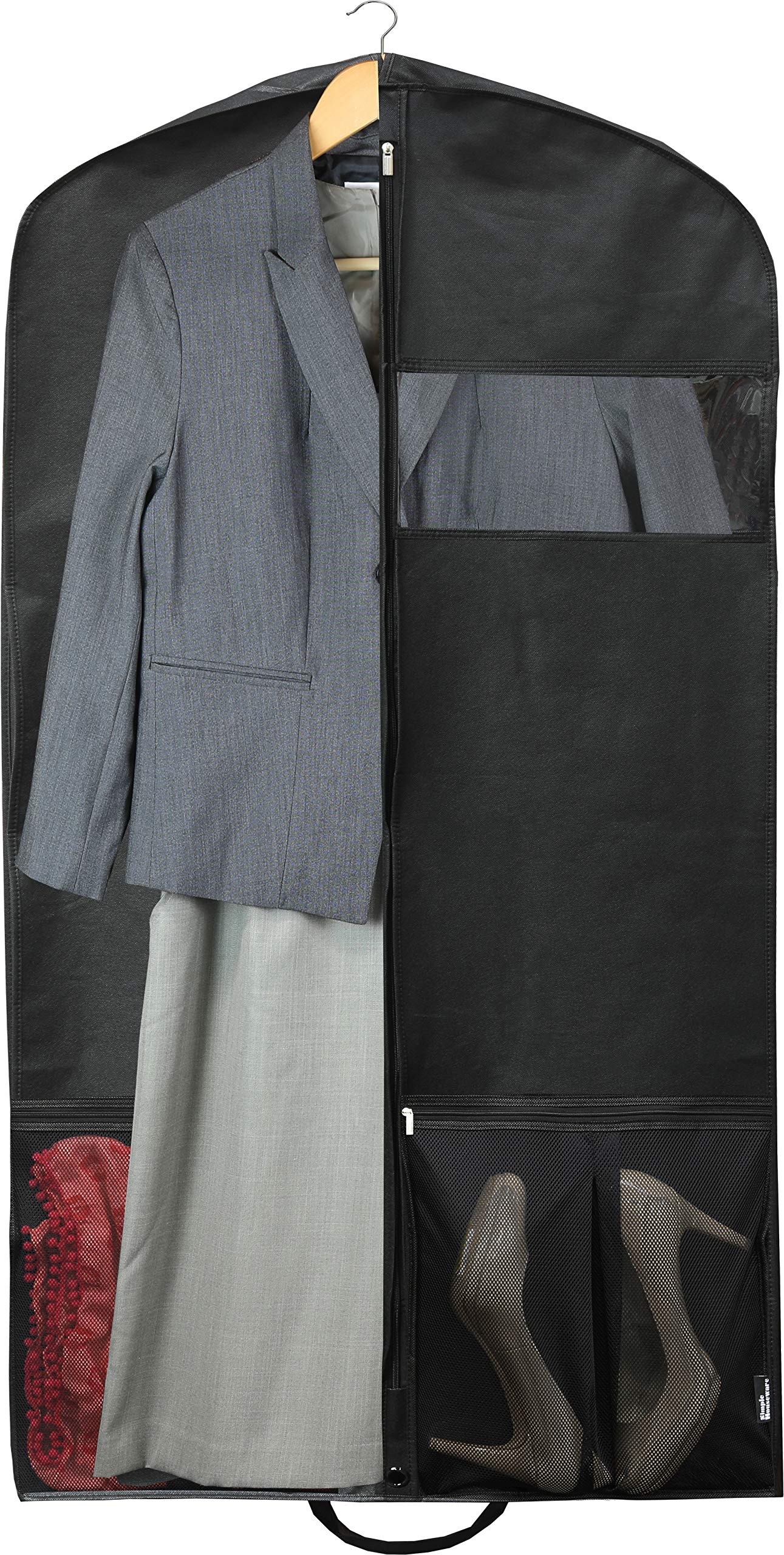 Simple Houseware 43'' Travel Garment Bag with Pockets for Suits, Dresses, Coats, Heavy Duty 300D Polyester