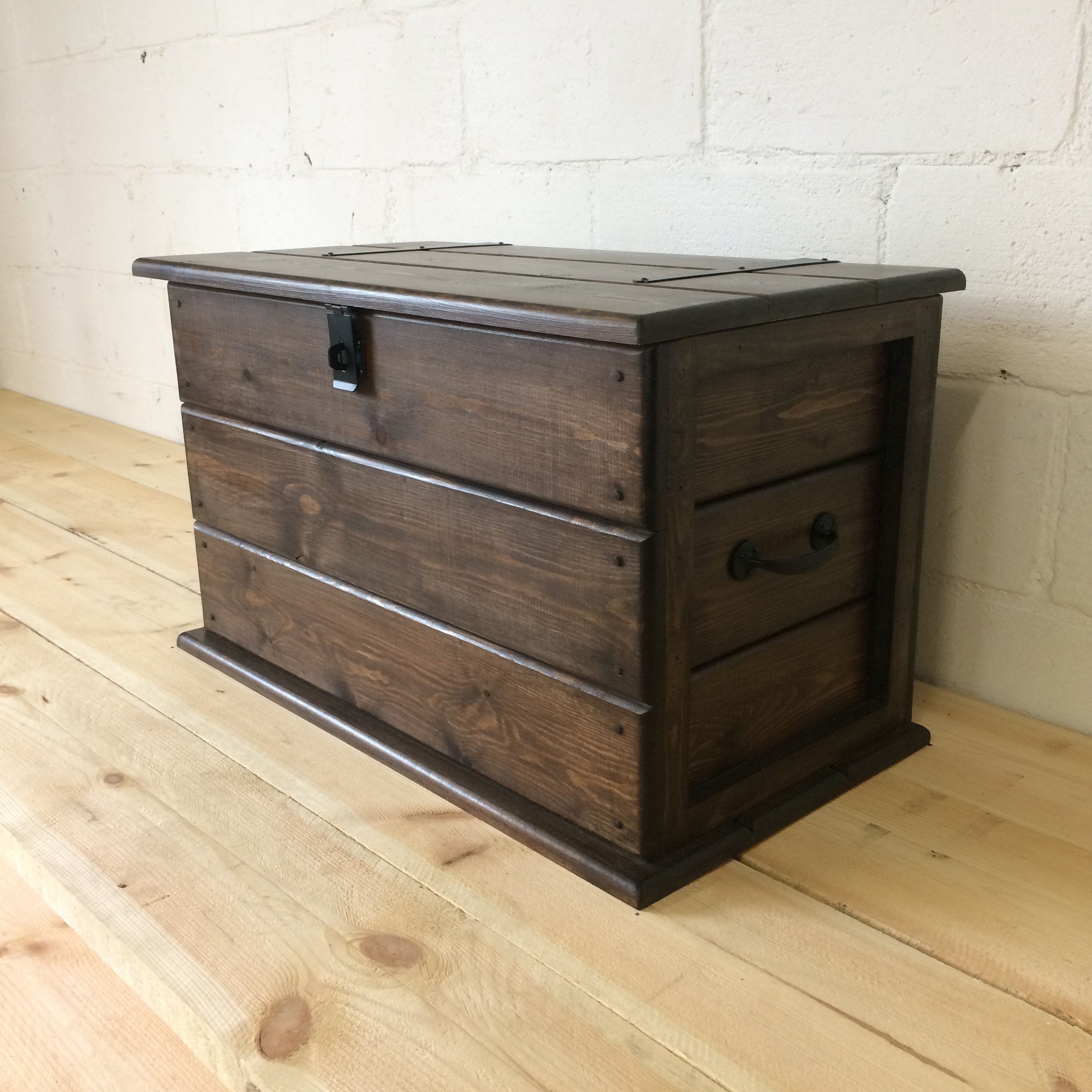 Handmade Solid Pine Church Oak Coloured Trunk. Coffee Table. Toy/Boot Box. Linen Chest. Blanket Box.