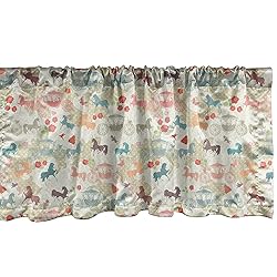 Ambesonne Horses Window Valance, Carriage with