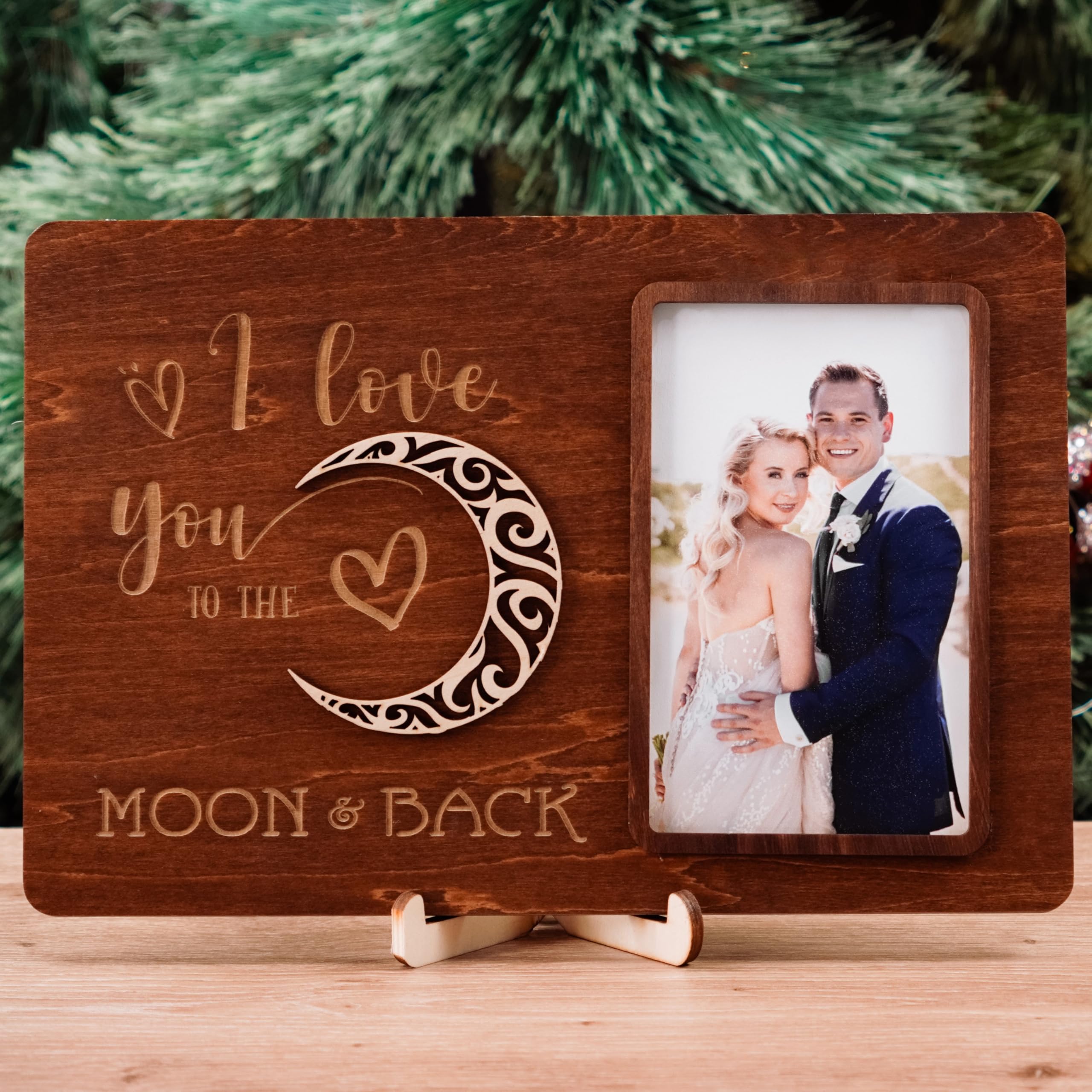 vinatimes 4x6 Photo Frame for Couple, Engagement Picture Frame Anniversary Wedding Gift for Husband, Wife, Girlfriend, Decorative Love Keepsake, Love You to The Moon and Back