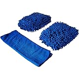 BlueCare Automotive Premium XL Car Wash Mitt - 2-Pack - Free Polishing Cloth, High Density, Ultra-Soft Microfiber Wash Glove,
