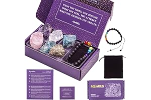 KARMABOX Aquarius Gifts for Women, Teens & Girls - Aquarius Crystal Set - Zodiac Gifts for Birthdays - Astrology Gifts for Wo