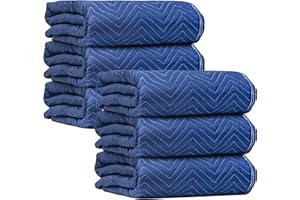 JourneyO Padded Moving & Packing Blankets-Heavy Duty Pro - 80" x 72" (90lb/dz Weight) - Furniture Shipping Pads for Moving and Storage- Blue-6 Pack