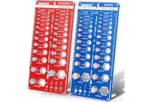 PUIOCO 68 Nut and Bolt Thread Checker Standard and Metric, Screw Size and Thread Gauge with 26 SAE & 26 Metric & 16 Drill Bit Gauge, Bolt and Nut Identifier Gauge Bolt Size Finder for Quickly Identify