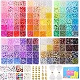 Funtopia 4mm 13000pcs+ Seed Beads for Jewelry Making, 120 Colors Small Glass Beads for Bracelets, Friendship Bracelet Kit with Alphabet Letter Bead Smile Face Bead for DIY, Art and Craft
