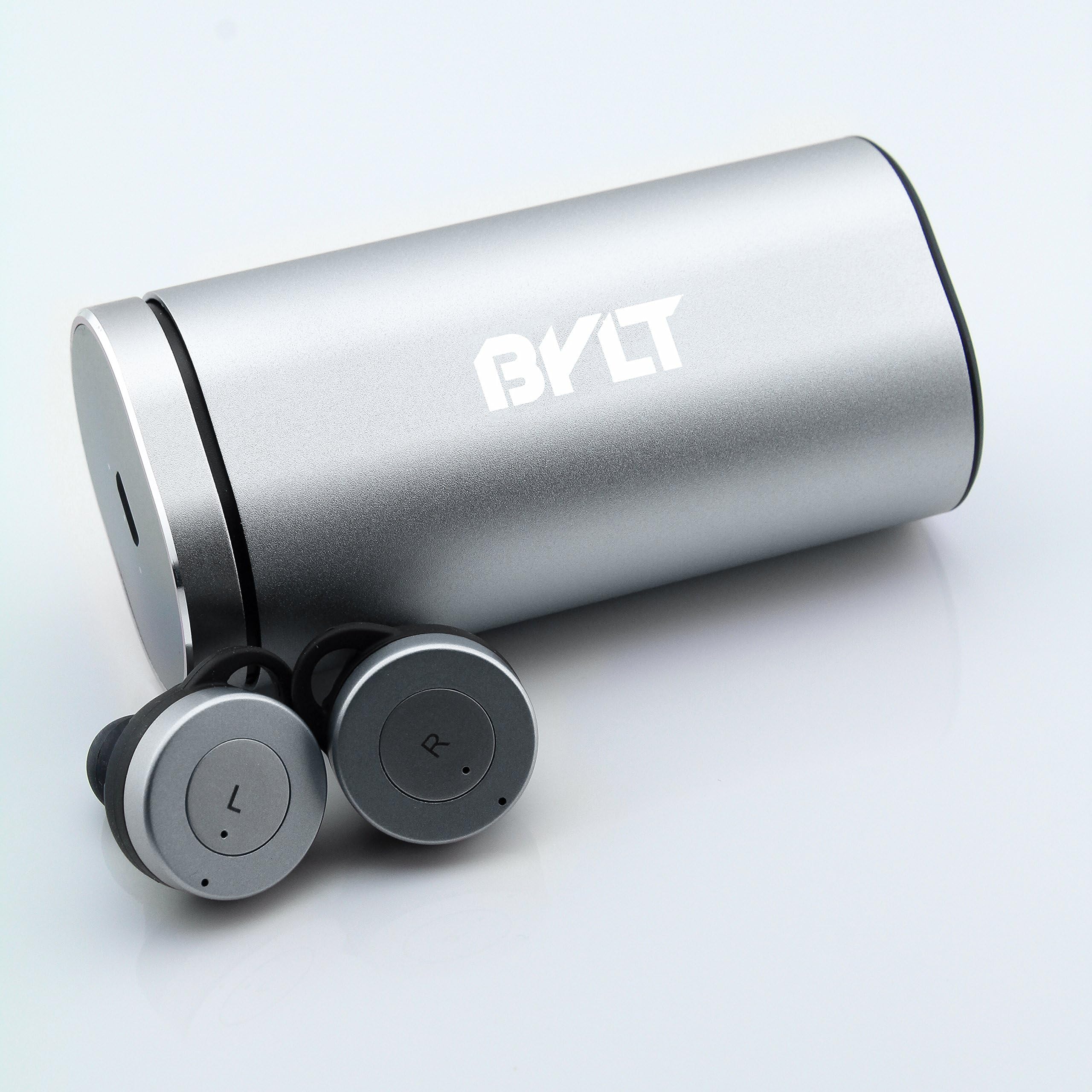 BYLT Audio True Wireless EarbudsTruly Wireless Bluetooth Sports Headphone Noise Cancelling Stereo Earphone With Mic For Samsung iPhone 7 Plus Case Sony Apple iPad Android IOS (Silver)