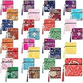 LEIFIDE 30 Pcs Jewelry Silk Purse Pouch Chinese Silk Brocade Coin Purse Zipper Jewelry Bag Gift Pouch with Tassel Small Chinese Embroidered Organizers Pocket for Women Girls Necklace Earring Bracelet