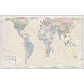 Gall Orthographic World Map | Most Accurate World Map - Countries are Shown in Correct Proportion to Each Other | Laminated World Map | 36&rdquo; x 24&rdquo;