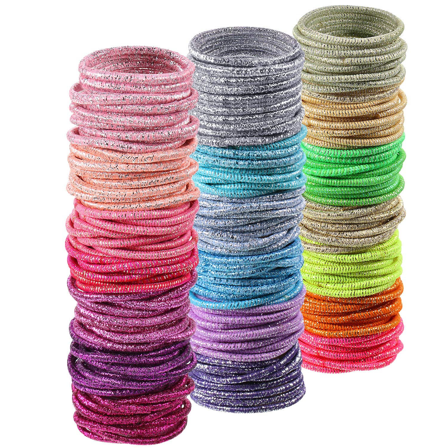 200 Pack No-metal Hair Elastics Hair Ties Ponytail Holders Hair Bands Bulk (2 mm, Black) : Beauty